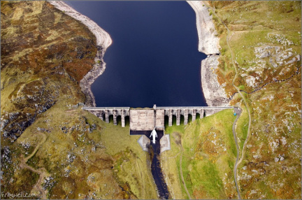 Loch Lednock dam from the air